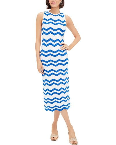 Blue chevron sleeveless midi dress