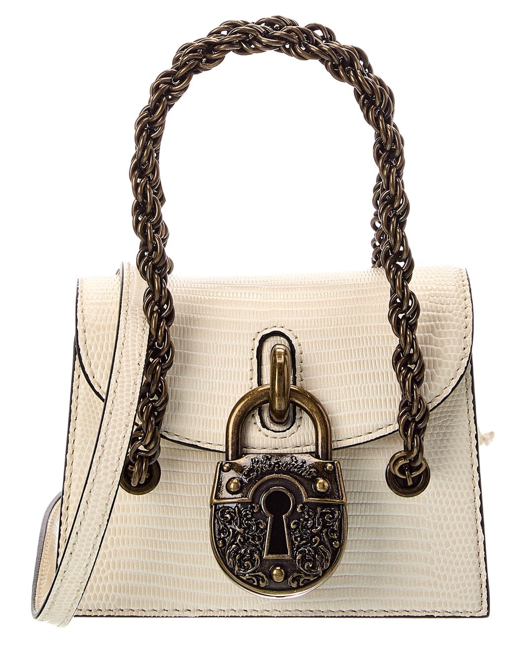 Moschino Padlock Detail Large Leather Crossbody