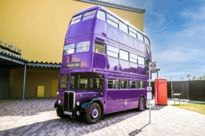 The Knight Bus set at Warner Bros. Studios Japan