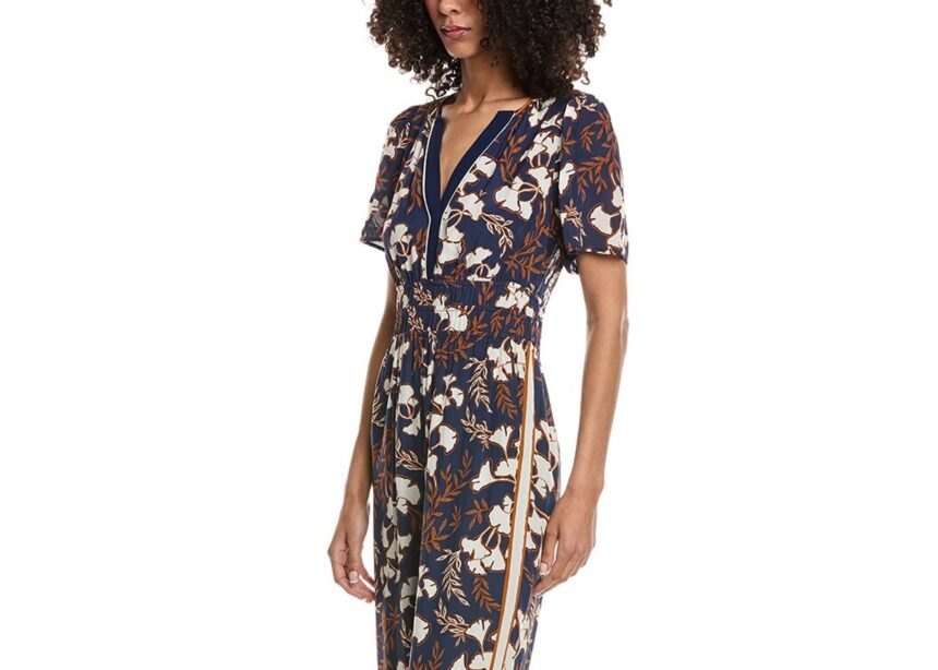 Caballero Collection Charlize Jumpsuit in a gingko block print