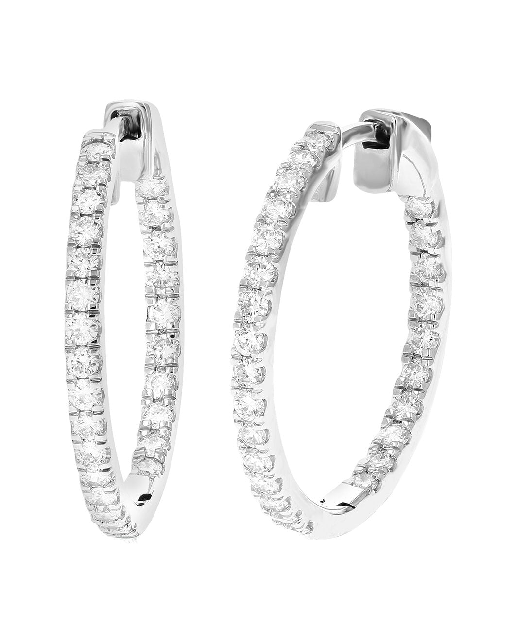 Silver lab-grown diamond hoops product view
