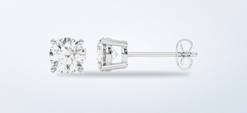 14K 0.25 ct. tw. lab-grown diamond earrings on a clean product background